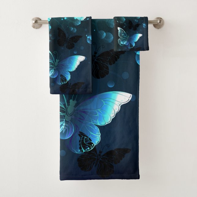 Mint Night Butterflies Bath Towel Set (Insitu)