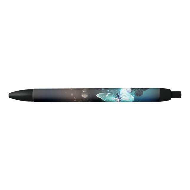 Mint Night Butterflies Black Ink Pen (Front)