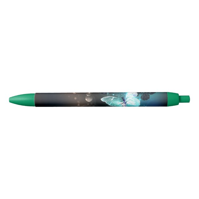 Mint Night Butterflies Black Ink Pen (Front)