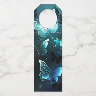 Mint Night Butterflies Bottle Tag