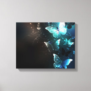 Mint Night Butterflies Canvas Print