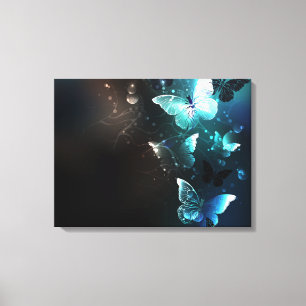 Mint Night Butterflies Canvas Print