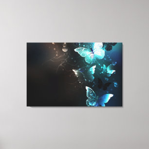 Mint Night Butterflies Canvas Print