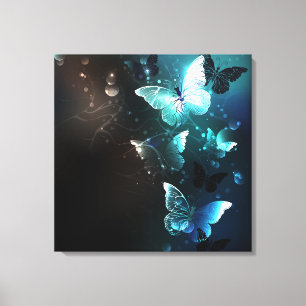 Mint Night Butterflies Canvas Print