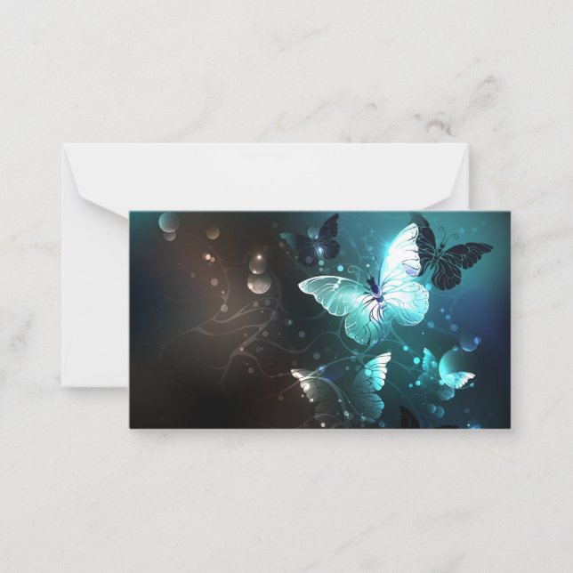 Mint Night Butterflies Card (Front)