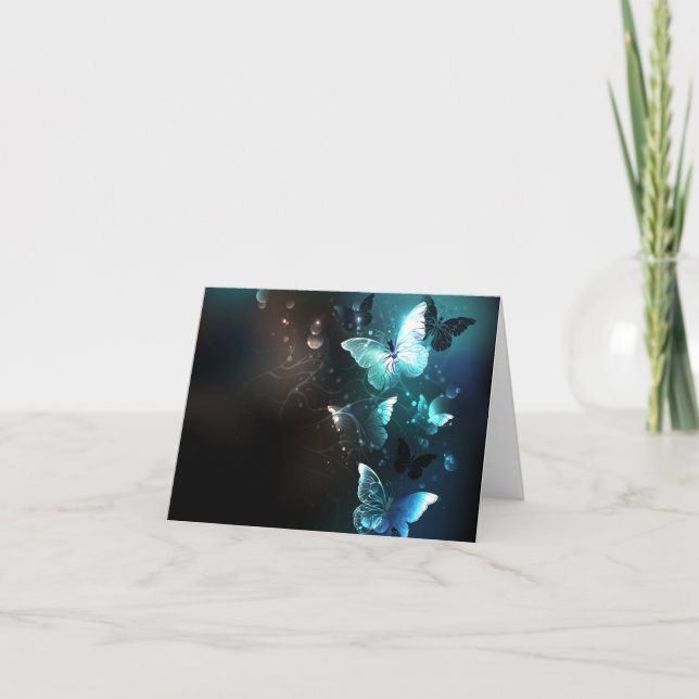 Mint Night Butterflies Card (Front)