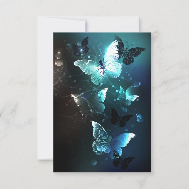 Mint Night Butterflies Card (Front)