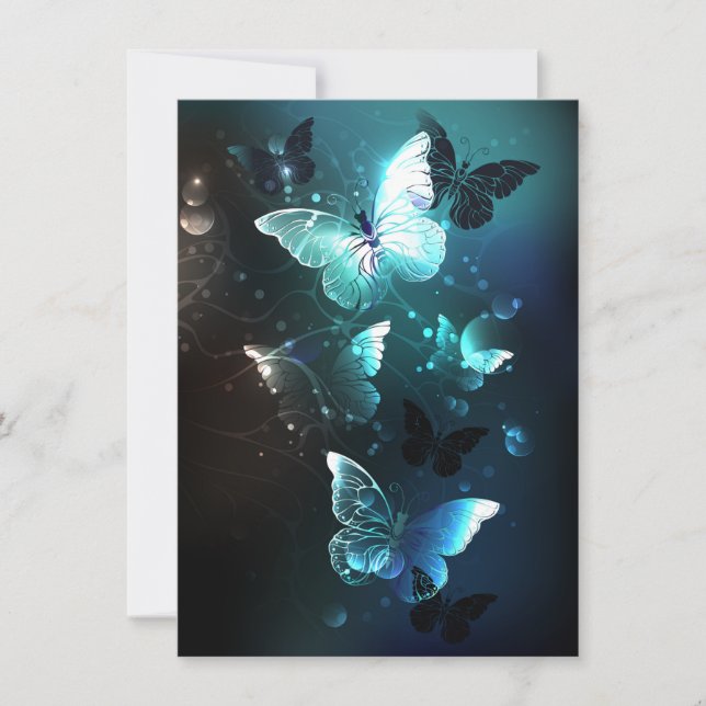 Mint Night Butterflies Card (Front)