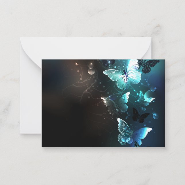 Mint Night Butterflies Card (Front)