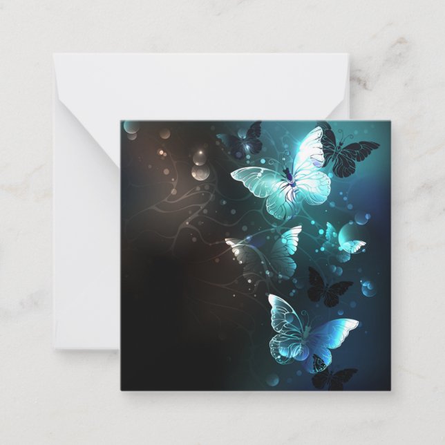 Mint Night Butterflies Card (Front)