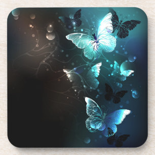 Mint Night Butterflies Coaster