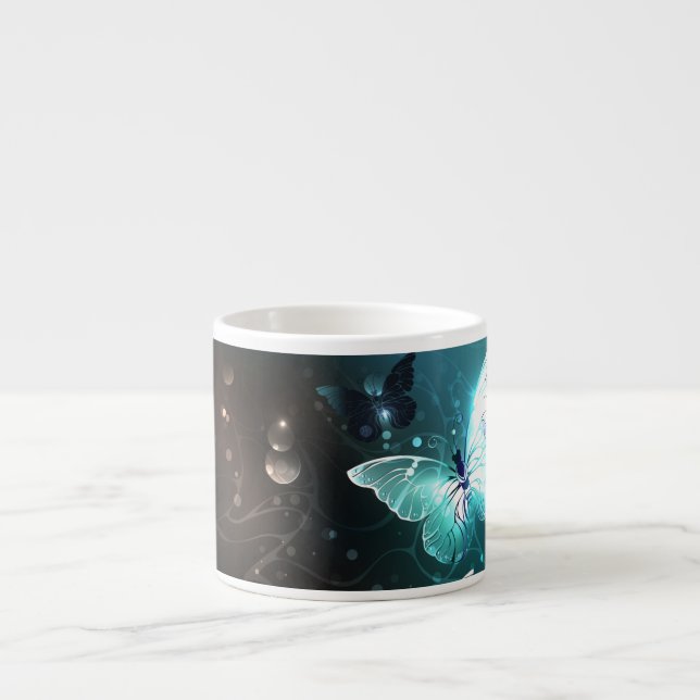 Mint Night Butterflies Espresso Cup (Front)