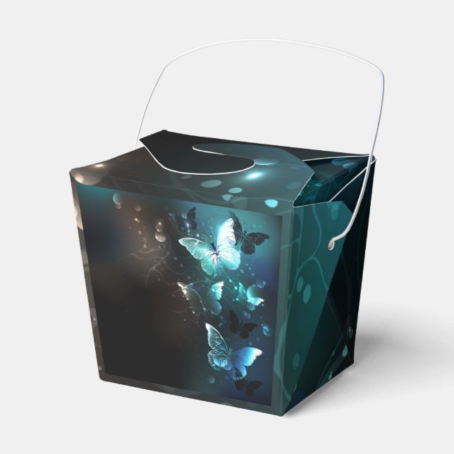 Mint Night Butterflies Favor Box (Front Side)