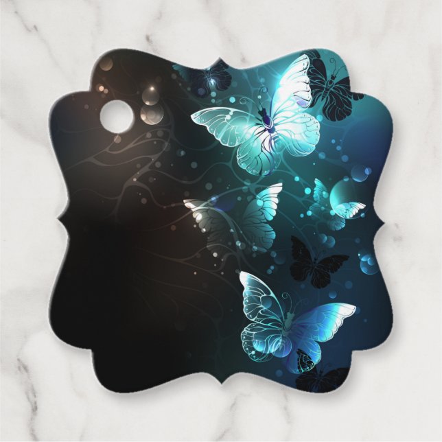 Mint Night Butterflies Favour Tags (Front)