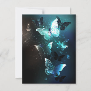 Mint Night Butterflies Holiday Card