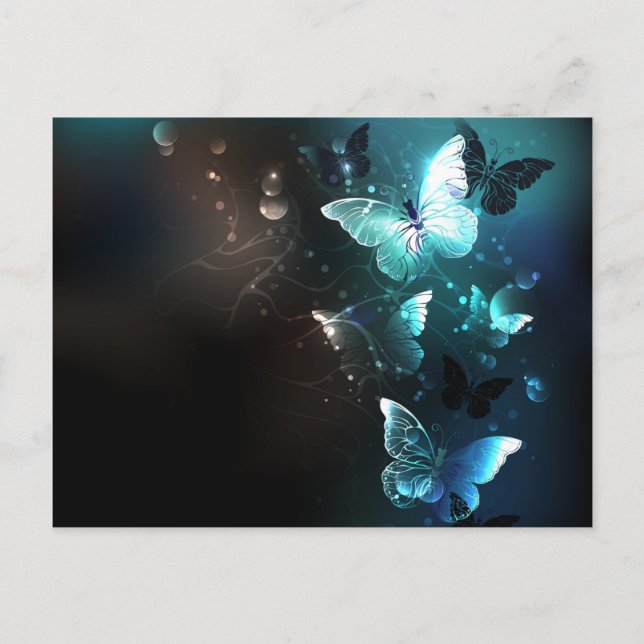 Mint Night Butterflies Holiday Postcard (Front)