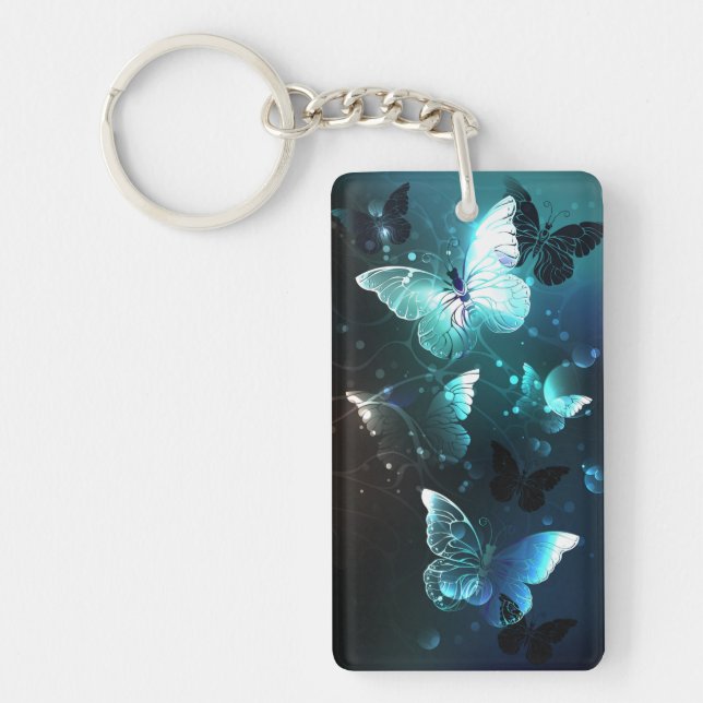 Mint Night Butterflies Keychain (Front)
