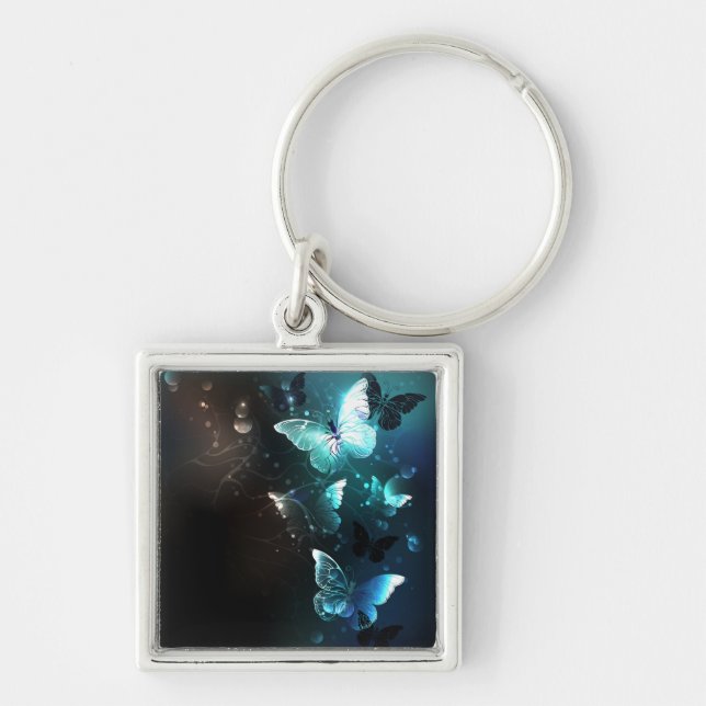 Mint Night Butterflies Keychain (Front)