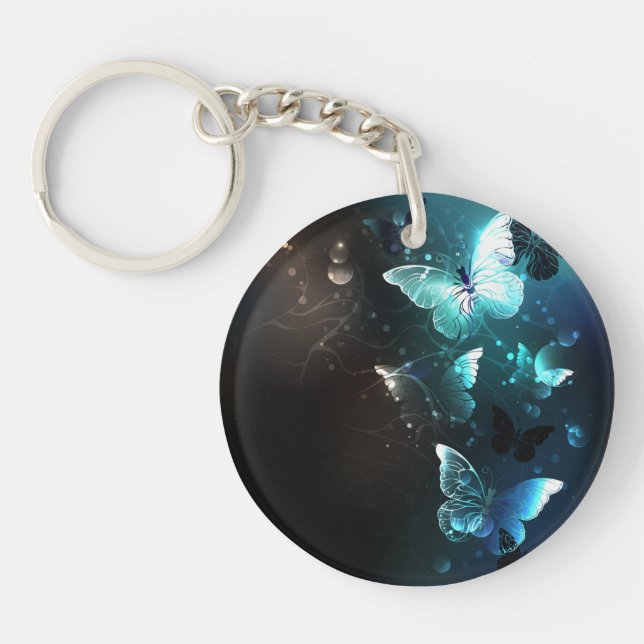 Mint Night Butterflies Keychain (Front)