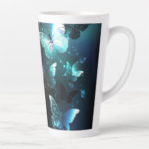 Mint Night Butterflies Latte Mug