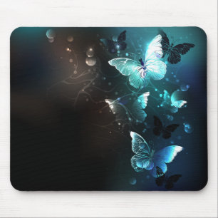 Mint Night Butterflies Mouse Pad
