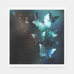 Mint Night Butterflies Napkin