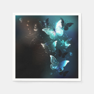 Mint Night Butterflies Napkin