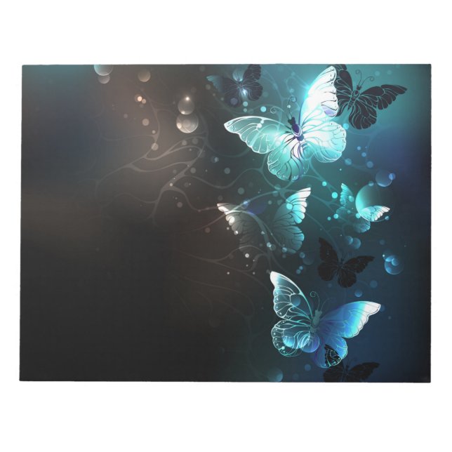 Mint Night Butterflies Notepad (Front)