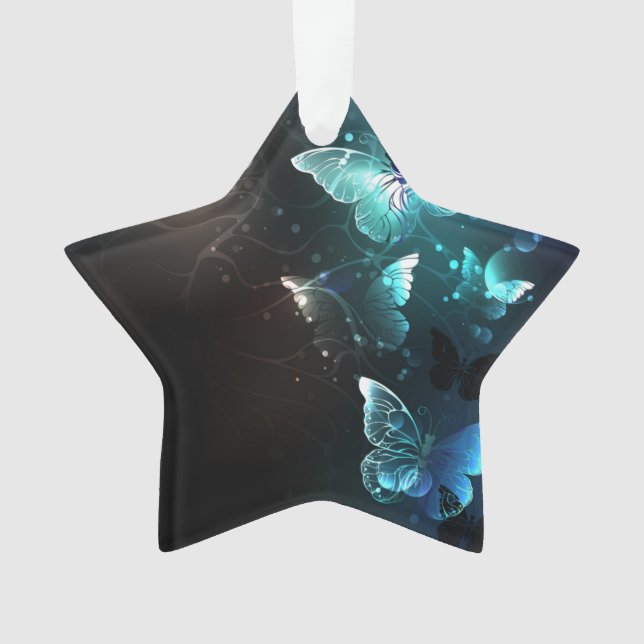 Mint Night Butterflies Ornament (Front)