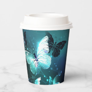 Mint Night Butterflies Paper Cups
