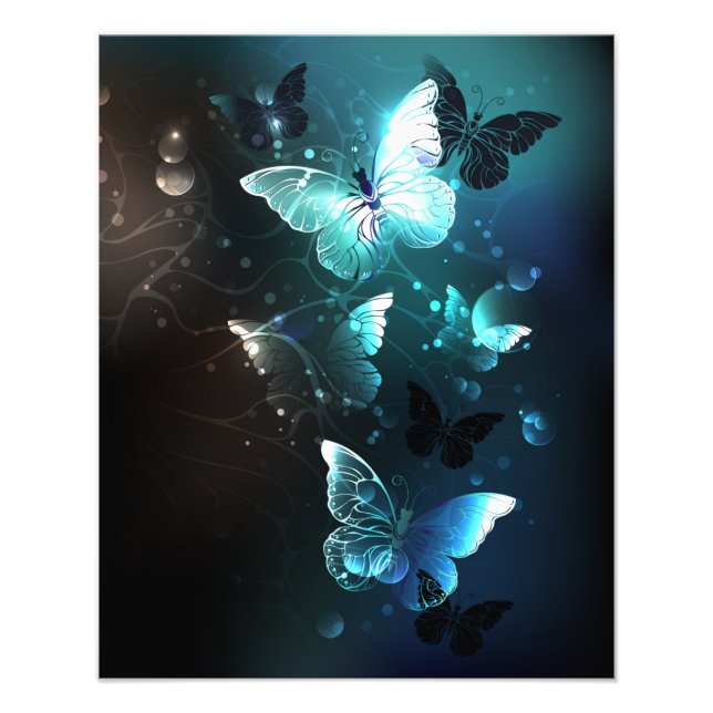 Mint Night Butterflies Photo Print (Front)