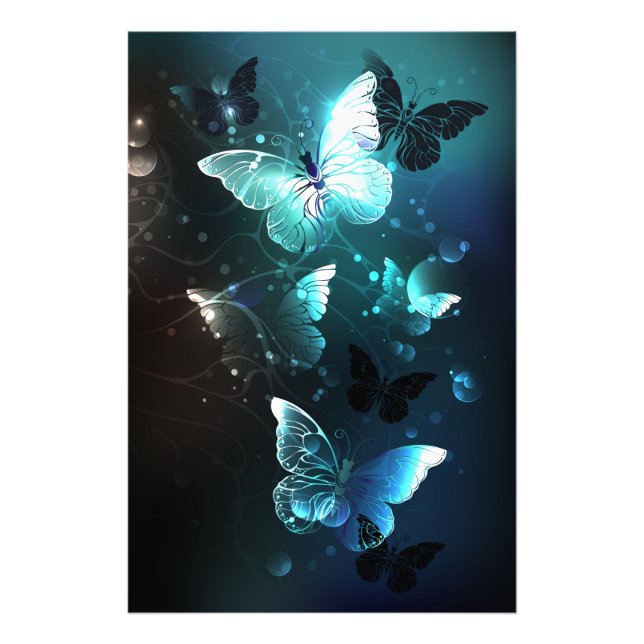 Mint Night Butterflies Photo Print (Front)