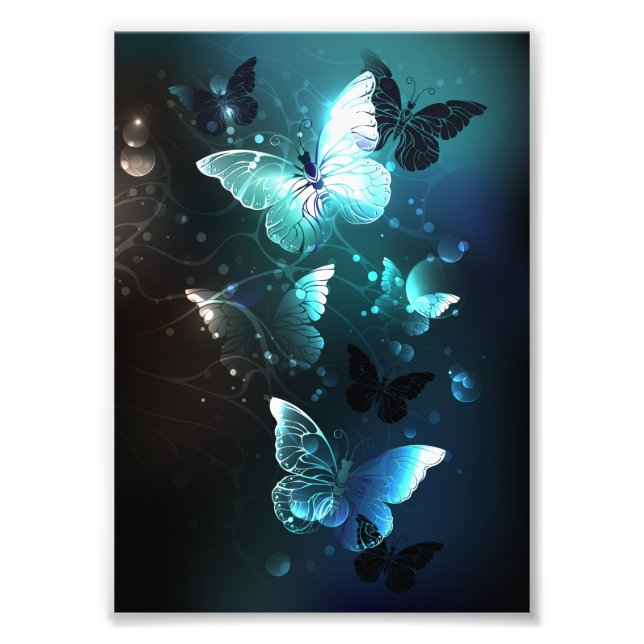 Mint Night Butterflies Photo Print (Front)