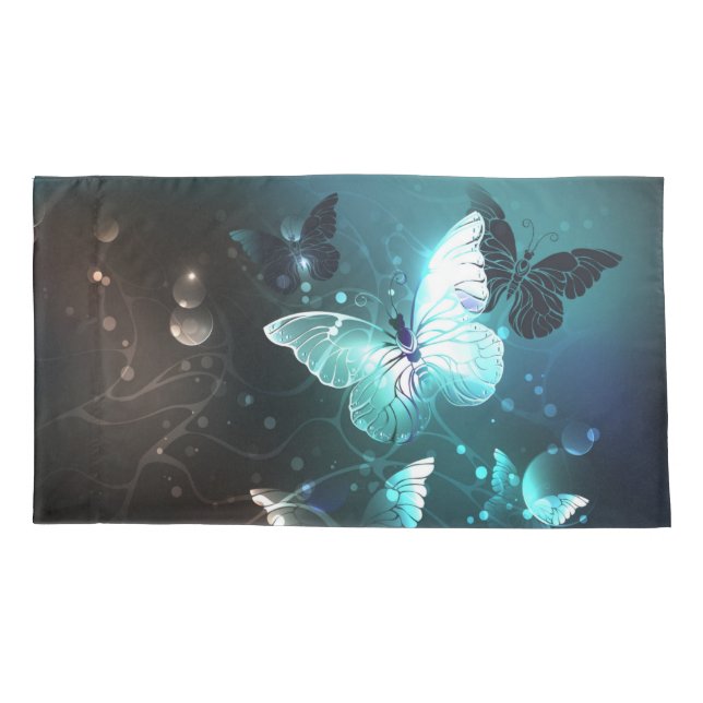 Mint Night Butterflies Pillowcase (Back-Left)