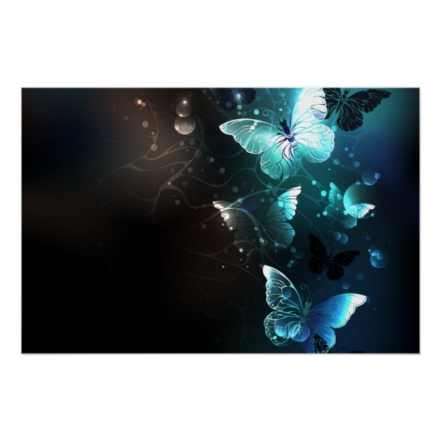 Mint Night Butterflies Poster (Front)