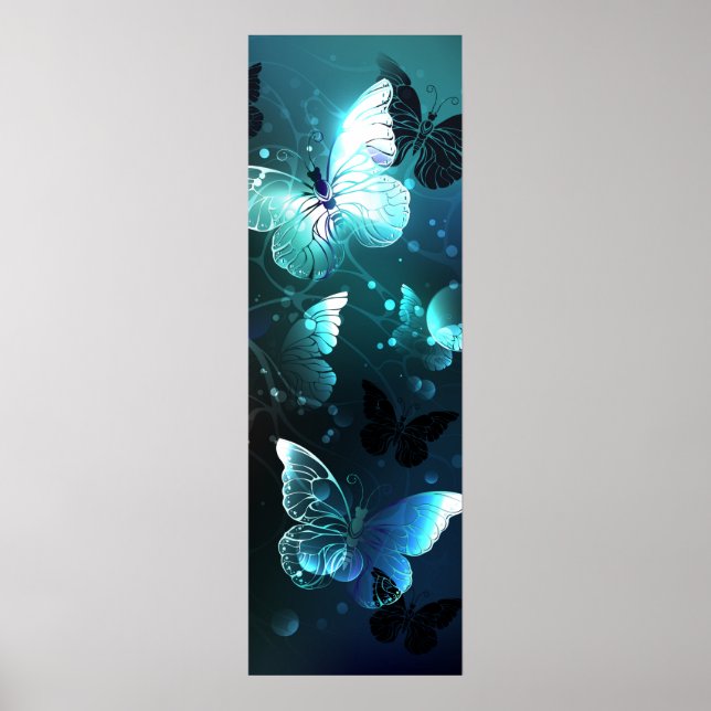 Mint Night Butterflies Poster (Front)