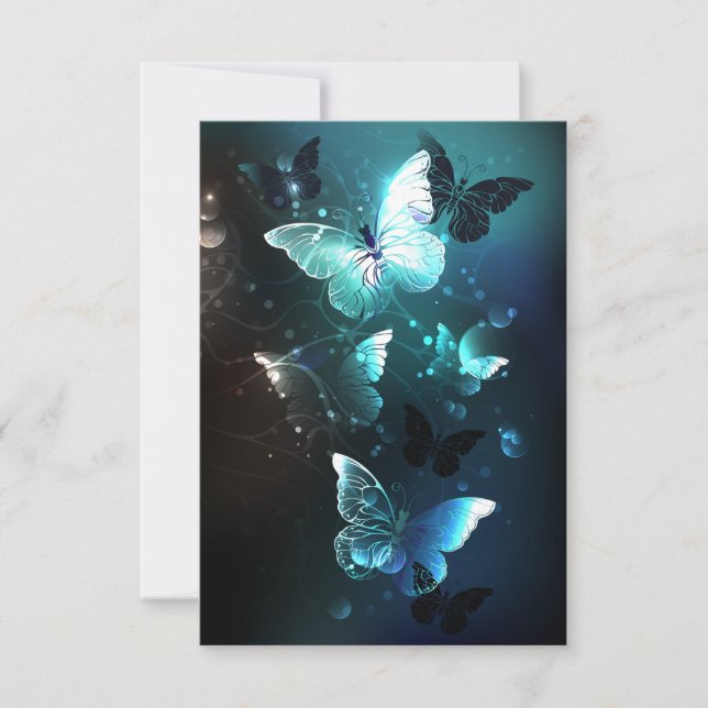 Mint Night Butterflies Save The Date (Front)