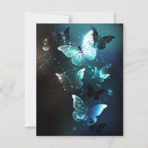 Mint Night Butterflies Save The Date