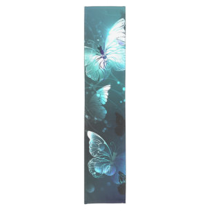 Mint Night Butterflies Short Table Runner
