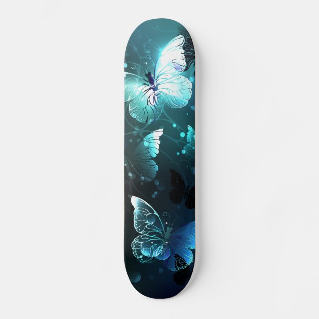 Mint Night Butterflies Skateboard (Front)