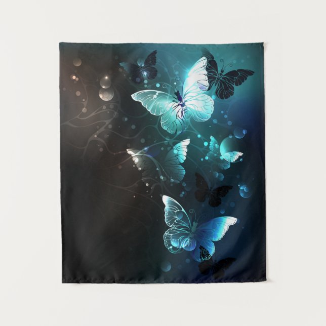 Mint Night Butterflies Tapestry (Front)