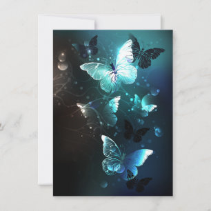 Mint Night Butterflies Thank You Card