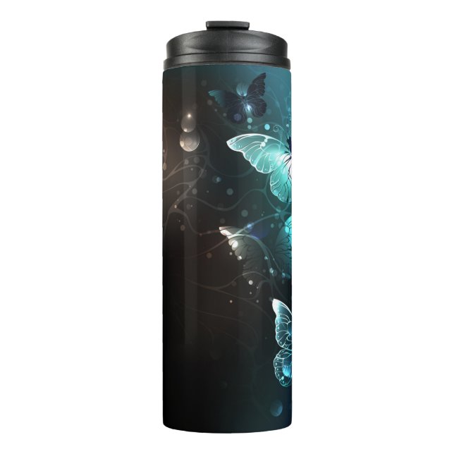 Mint Night Butterflies Thermal Tumbler (Front)