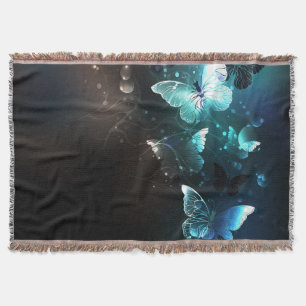 Mint Night Butterflies Throw Blanket