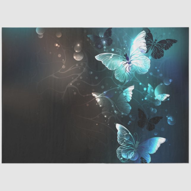 Mint Night Butterflies Tissue Paper (Front)