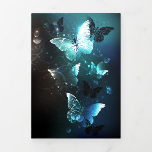 Mint Night Butterflies Tri-Fold Announcement