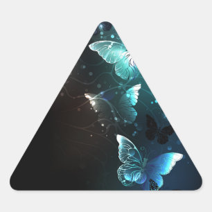 Mint Night Butterflies Triangle Sticker