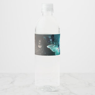 Mint Night Butterflies Water Bottle Label