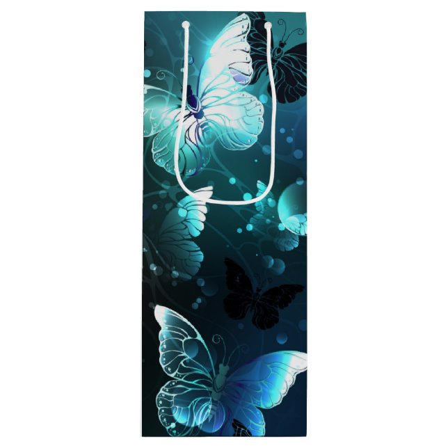 Mint Night Butterflies Wine Gift Bag (Front)