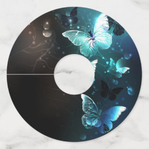 Mint Night Butterflies Wine Glass Tag